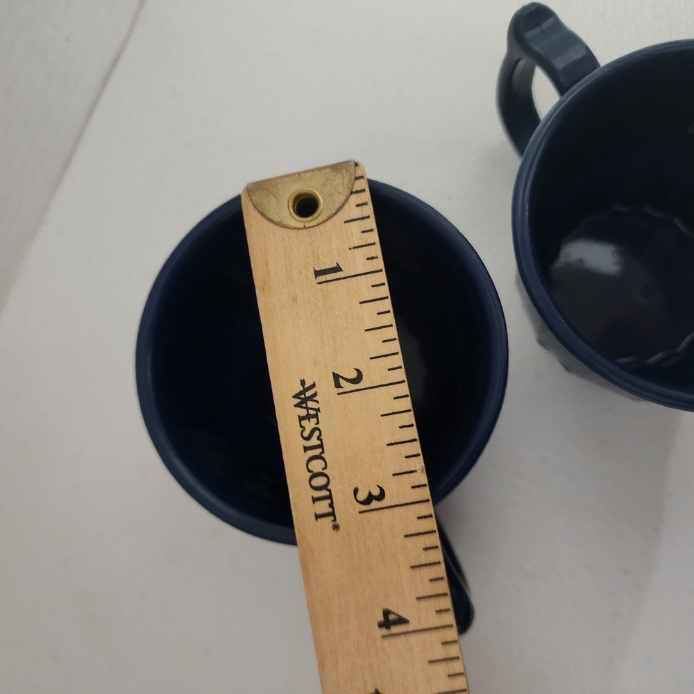 Tropez by Dinex Navy Blue Insulated Coffee Mugs Set of 2 Faceted Made in USA - Picture 5 of 12